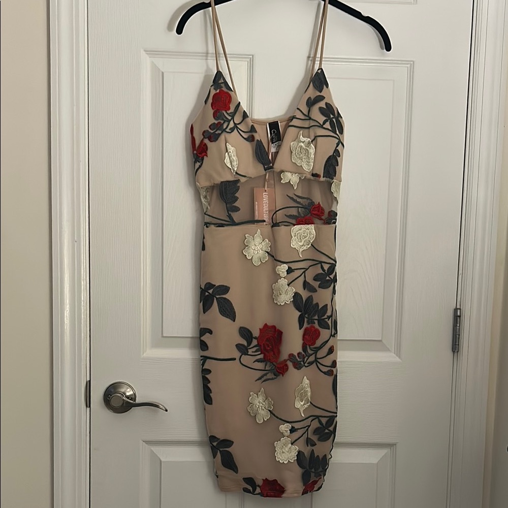 Bodycon Floral Embroidered Dress